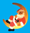 Santa On Moon Christmas Character