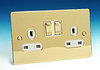 13 Amp Twin Switched Socket - Brass