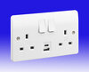 All Twin Switched Sockets - White with USB product image