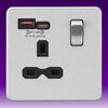 13 Amp 1 Gang DP Switched Socket - FastCharge USB A+C - Brush Chrome/Black