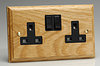 13 Amp 2 Gang Double Switched Socket - Oak