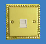 Extension Telephone Socket - Georgian Brass - White Insert