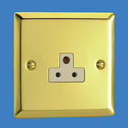 2 Amp 3 Pin Round Socket - Victorian Brass - White Insert