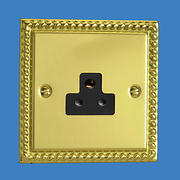 2 Amp 3 Pin Round Socket - Georgian Brass