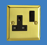 13 Amp 1 Gang Single Switched Socket - Victorian Brass