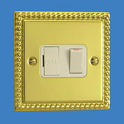13 Amp Switched Fused Spur - Georgian Brass - White Insert
