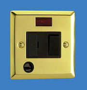 13 Amp Switched Fused Spur with Flex Outlet & Neon - Victorian Brass