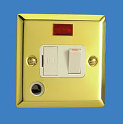 13 Amp Switched Fused Spur with Flex Outlet & Neon - Victorian Brass