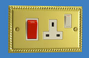 45 Amp Cooker Control Unit - Georgian Brass - White Insert