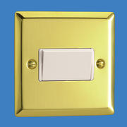 3 pole Fan Isolator - Victorian Brass - White Insert