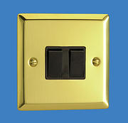 2 Gang 2 Way Light Switch - Victorian Brass
