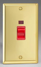 45 Amp DP Switch - Oblong + Neon - Victorian Brass