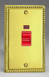 45 Amp DP Switch - Oblong + Neon - Georgian Brass