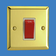 45 Amp DP Switch - Sq - Victorian Brass - White Insert