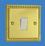 20 Amp DP Switch - Georgian Brass - White Insert