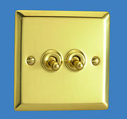 2 Gang 2 Way Toggle Light Switch - Victorian Brass