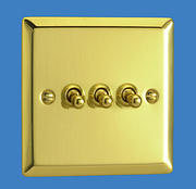 3 Gang 2 Way Toggle Switch  - Victorian Brass