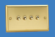 4 Gang 2 Way Toggle Switch - Victorian Brass