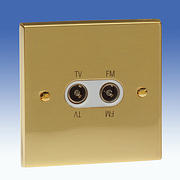 Edwardian Brass Tv Coaxial Sockets with White Inserts product image