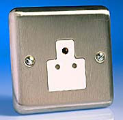 2 Amp 3 Pin Round Socket - Brushed Chrome