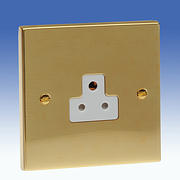 2 Amp 3 Pin Round Socket - Edwardian Brass