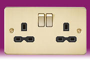 Flatplate - Brushed Brass Twin & Single Sockets product image