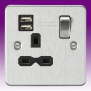 Flatplate - Brushed Chrome Sockets with USB product image 2