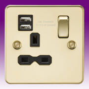 Flatplate - Polished Brass Sockets with USB product image 2