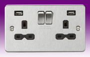 Flatplate - Brushed Chrome Sockets with USB product image