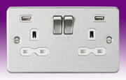 Flatplate - Brushed Chrome Sockets with USB product image