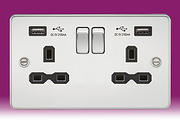 Flatplate - Polished Chrome Sockets with USB product image