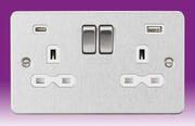 Flatplate - Brushed Chrome Sockets with USB product image 2