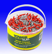 1½ x 8 Pozi Screws & Red Plugs - 500 each in Handy Tub product image