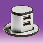 Pop Up Dual USB Charger - Brushed Chrome product image