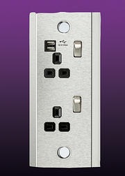 13 Amp 2 Gang Corner Mount Socket c/w USB Charger Ports product image