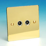 Twin TV - FM Coaxial Aerial Socket - Brass