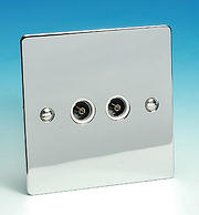 Twin TV - FM Coaxial Aerial Socket - Chrome