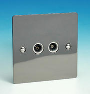 Twin TV - FM Coaxial Aerial Socket - Gun Metal