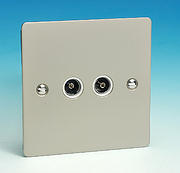 Twin TV - FM Coaxial Aerial Socket - Pearl