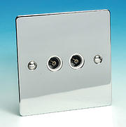 Twin TV - FM Coaxial Aerial Socket - Chrome