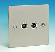 Twin TV - FM Coaxial Aerial Socket - Pearl