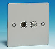 Twin TV Coaxial Aerial & Satellite Socket - Pearl