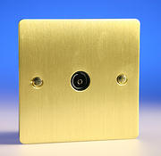 TV Coaxial Aerial Socket - Brushed Brass - Black Insert
