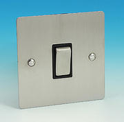 1 Gang Intermediate Light Switch - Brushed Chrome - Black Insert