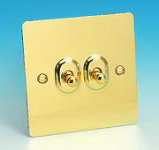 2 Gang 2 Way Toggle Light Switch  - Brass