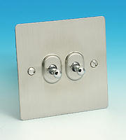 2 Gang 2 Way Toggle Light Switch  - Brushed Chrome
