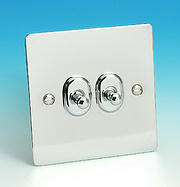 2 Gang 2 Way Toggle Light Switch  - Chrome