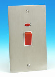 45 Amp DP Switch - Oblong with Neon - Brush Chrome Black Ins