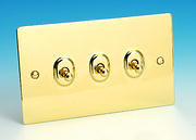 3 Gang 2 Way Toggle Switch - Brass