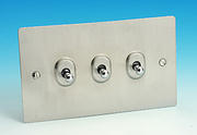 3 Gang 2 Way Toggle Switch - Brushed Chrome